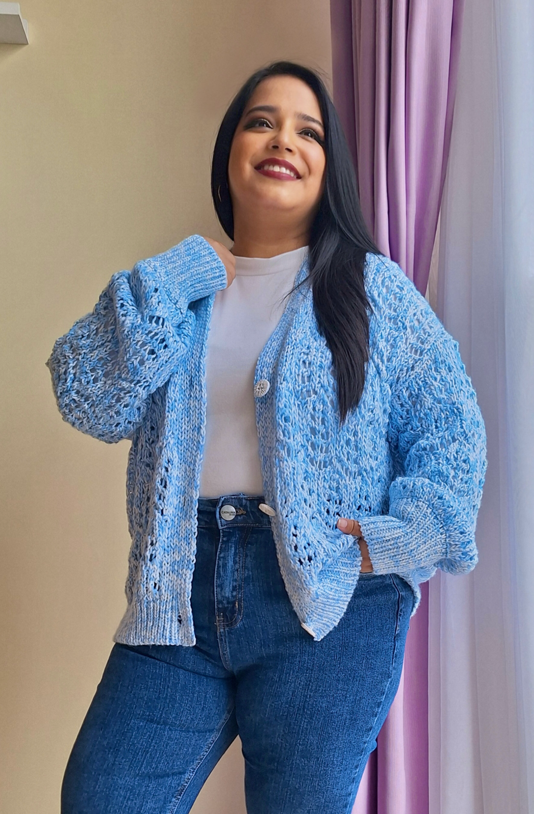 CARDIGAN BÁRBARA - CELESTE NUBE