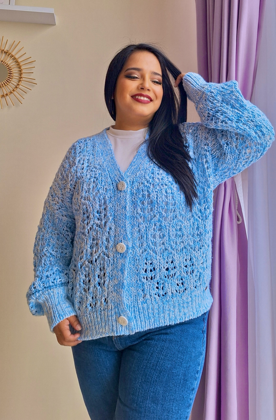 CARDIGAN BÁRBARA - CELESTE NUBE