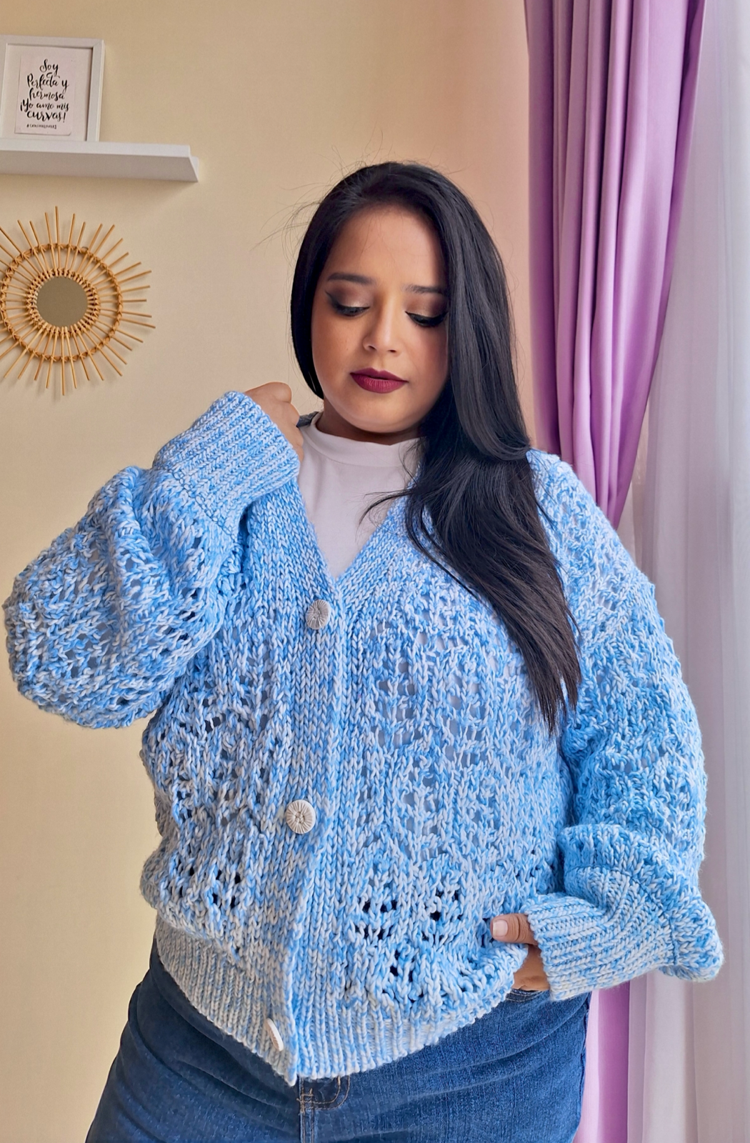 CARDIGAN BÁRBARA - CELESTE NUBE