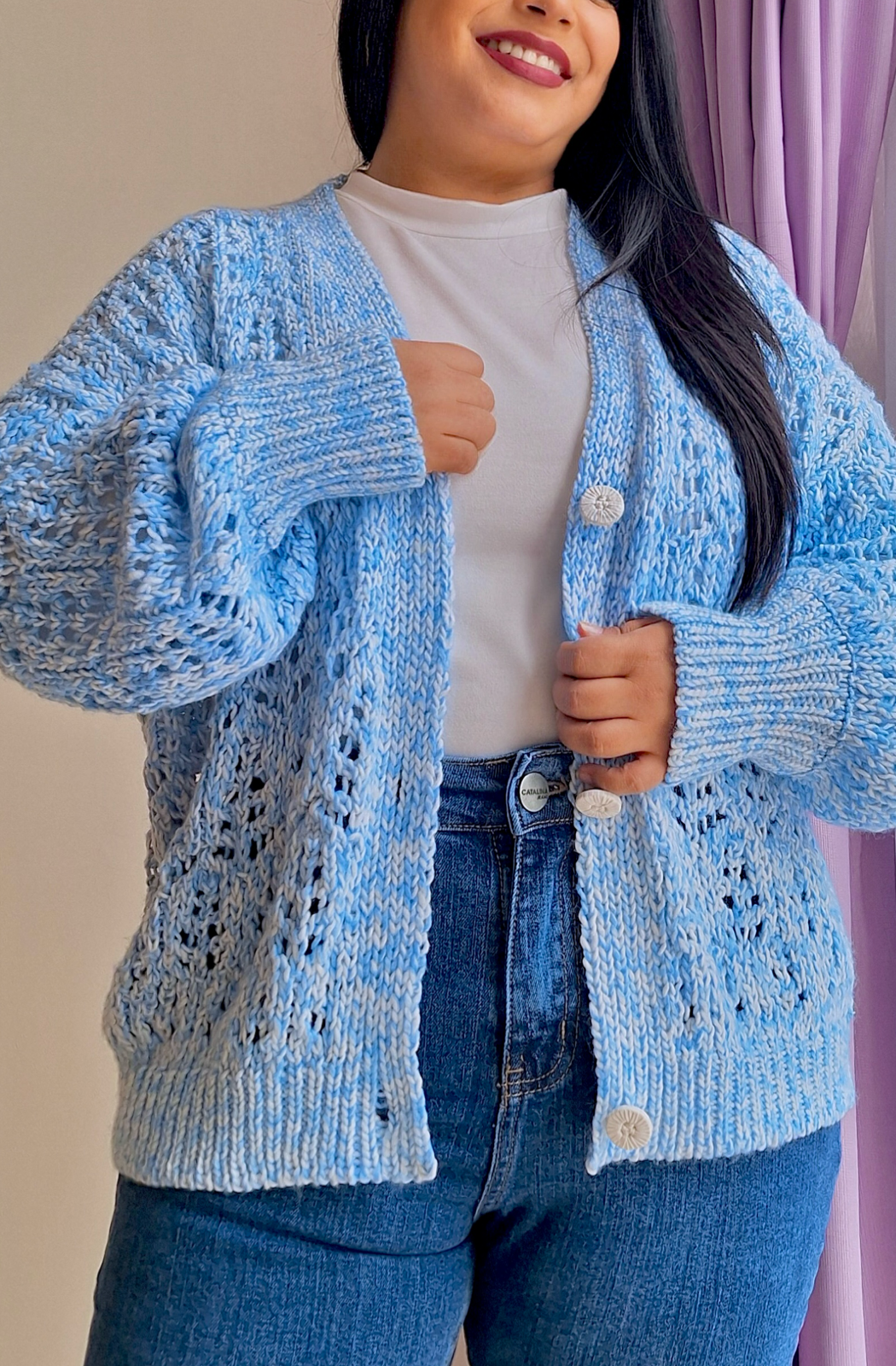 CARDIGAN BÁRBARA - CELESTE NUBE